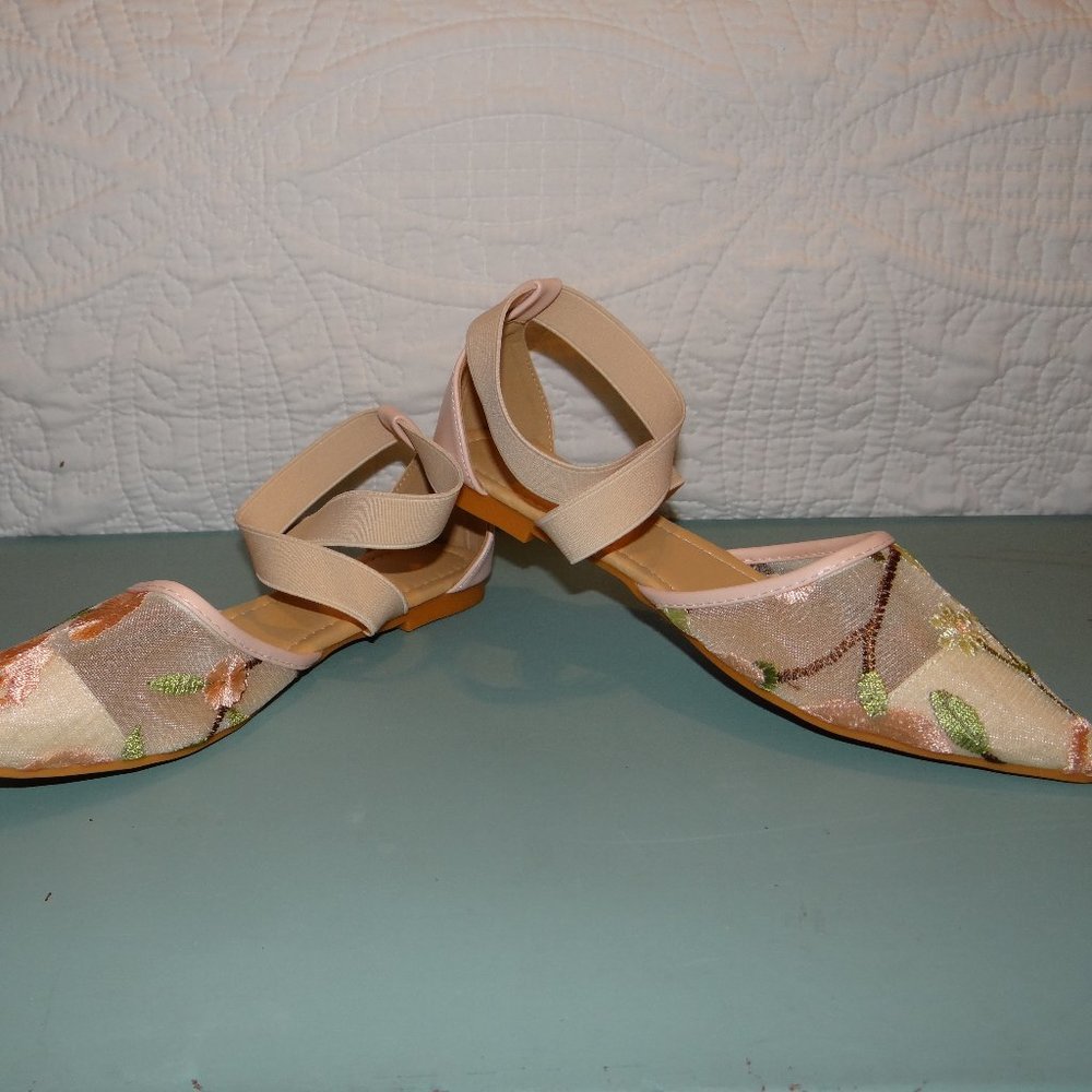 Floral Embroidered Flats